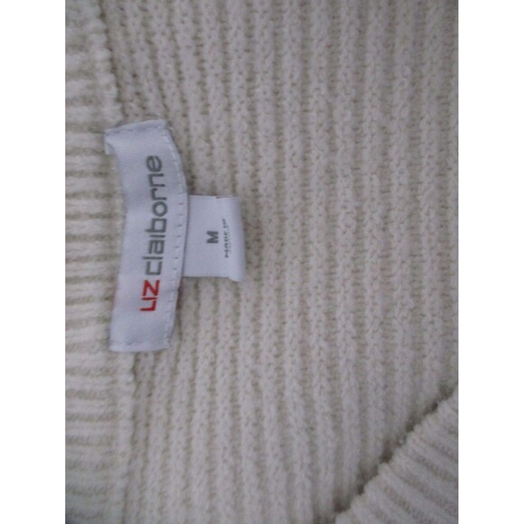 Liz Claiborne Pullover Sweater Size M Ivory Long Sleeve - Picture 3 of 5